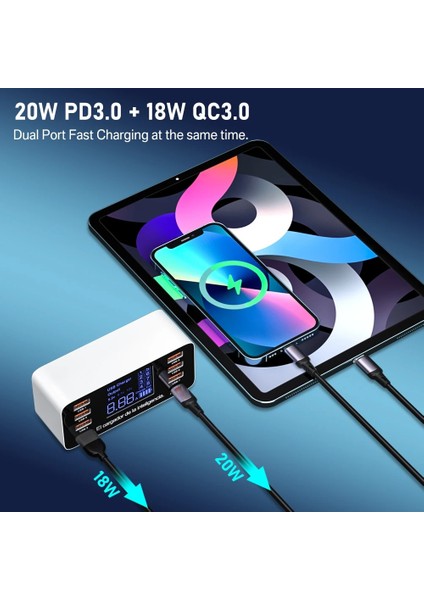Kore Fişi ASA9J 40W Qc Pd 60W 8 Port Hızlı Şarj 3.0 USB Şarj Cihazı Tip C Pd 20W Hızlı Şarj Istasyonu USB C Şarj Cihazı iPhone 13 12 Xiaomi Telefon Adaptörü (Yurt Dışından) modelleri
