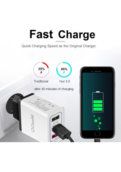 Abd Tak Turuncu Qgeem 3 USB Şarj Cihazı Hızlı Şarj 3.0 Hızlı USB Duvar Şarj Cihazı Taşınabilir Mobil Şarj Cihazı Qc 3.0 Adaptörü Xiaomi iPhone x Için Ab Abd Tak (Yurt Dışından) fırsatları