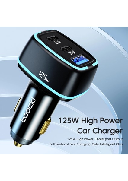 130W 1c ve 1A Toocki 125W USB Araç Şarj Cihazı Qc3.0 Pd3.0 Pps Hızlı Şarj USB Tip C Araç Telefonu Şarj Cihazı iPhone Samsung Xiaomi Macbook Dizüstü Bilgisayar (Yurt Dışından) fırsatları