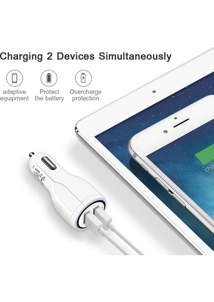 Siyah 18W 3.1A Araç Şarj Cihazı 2022 Çift USB Hızlı Şarj Qc Telefon Şarj Adaptörü 2 Port Hızlı Şarj iPhone Xiaomi Redmi Huawei Için (Yurt Dışından) fiyatları