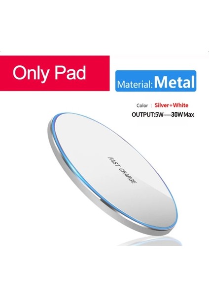 Metal 30W 30W Hızlı Kablosuz Şarj Cihazı Samsung Galaxy S9/S20 S8 Not 9 iPhone 12 11 Xs Max Xr x 8 Huawei P30 Pro Için USB Qi Şarj Pedi (Yurt Dışından)