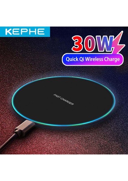 Metal 30W 30W Hızlı Kablosuz Şarj Cihazı Samsung Galaxy S9/S20 S8 Not 9 iPhone 12 11 Xs Max Xr x 8 Huawei P30 Pro Için USB Qi Şarj Pedi (Yurt Dışından) fırsatları