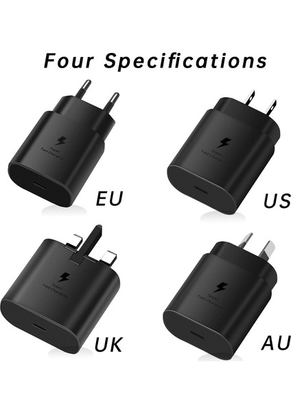 Au Siyah Orijinal 25W Süper Hızlı Duvar Şarj Cihazı Samsung USB Tip C Pd Güç Adaptörü Galaxy S22 Ultra S21 S21 + S20 Fe 5g A52 Tab S8 S7 (Yurt Dışından) indirimleri