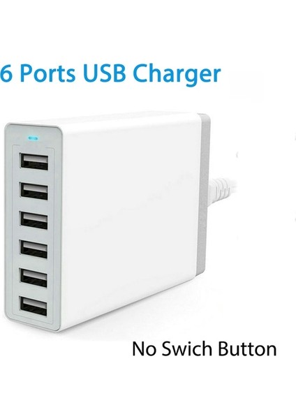 Au 6 USB Beyaz 10 Bağlantı Noktalı Çoklu USB Şarj Istasyonu Hızlı Şarj 60W Hızlı Şarj Güç Adaptörü Ab iPhone Samsung Xiaomi Cep Telefonu Şarj Cihazı (Yurt Dışından)
