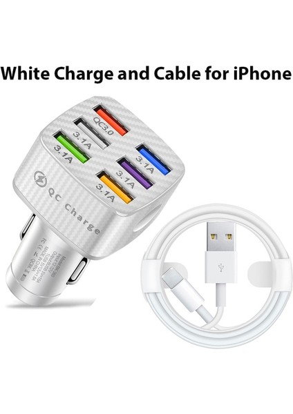 Wandcable iPhone 6 Port USB Araç Şarj Cihazı Çakmak Için 75W Hızlı Şarj Samsung Xiaomi Cep Telefonu iPhone 13 Pro Max 12 11 7 8 Artı (Yurt Dışından)