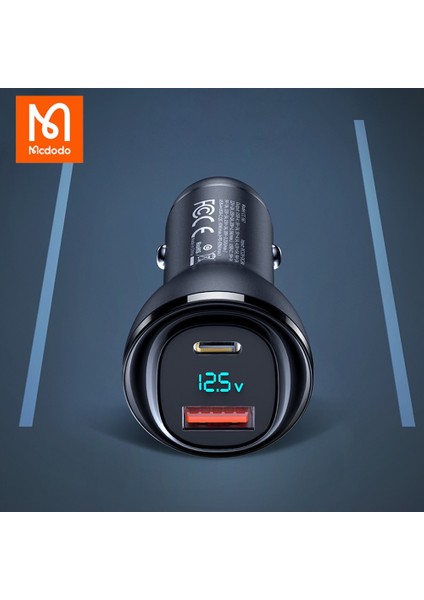 Siyah Mcdodo USB Araç Şarj Cihazı Tip-C Usb-A Dijital Ekran Çift Bağlantı Noktalı Hızlı Şarj iPhone Xiaomi Macbook Için Usb-C Otomatik Çakmak (Yurt Dışından) fiyatları