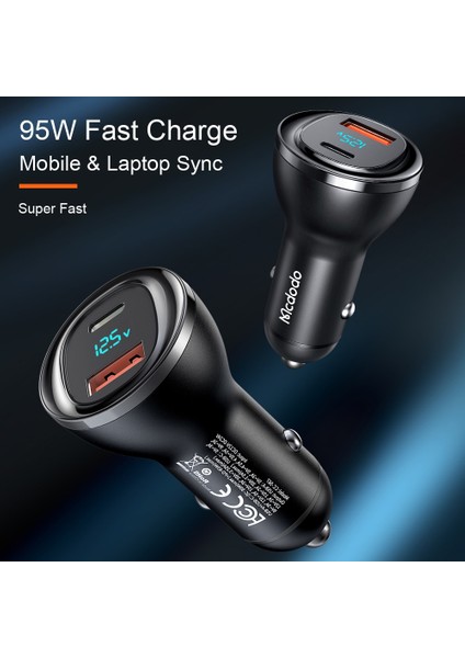 Siyah Mcdodo USB Araç Şarj Cihazı Tip-C Usb-A Dijital Ekran Çift Bağlantı Noktalı Hızlı Şarj iPhone Xiaomi Macbook Için Usb-C Otomatik Çakmak (Yurt Dışından) modelleri