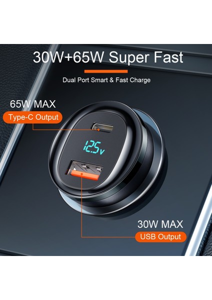Siyah Mcdodo USB Araç Şarj Cihazı Tip-C Usb-A Dijital Ekran Çift Bağlantı Noktalı Hızlı Şarj iPhone Xiaomi Macbook Için Usb-C Otomatik Çakmak (Yurt Dışından) fırsatları
