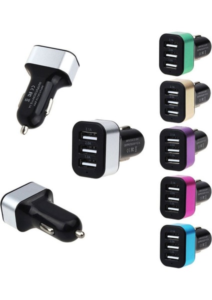 Gül Kırmızı 1 Adet Evrensel USB 3 Bağlantı Noktalı Şarj Cihazı Dc 5.0 V 2.1A Cep Telefonu Hızlı Şarj Araç Şarj Adaptörü iPhone Samsung Huawei Xiaomi Için (Yurt Dışından) fiyatları