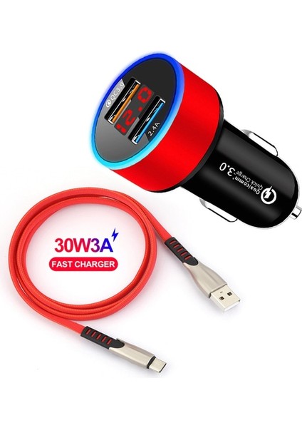 Kablo Şarj Cihazı Kırmızı USB Araba Şarjı Hızlı Şarj 3.0 Xiaomi Redmi Için Not 5 6 7 8 8t Pro 5A 6A 7A 8A Redmi S2 Go K20 K30 Hızlı Cep Telefonu Şarj Cihazı (Yurt Dışından)