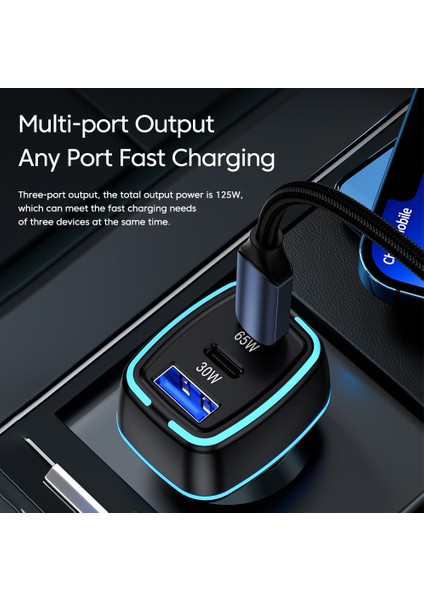 130W Toocki 130W USB C Araç Şarj Cihazı Hızlı Şarj Hızlı USB Tip C Araç Şarj Cihazı iPhone iPad Xiaomi Poco Huawei Samsung Telefon Şarj Cihazı (Yurt Dışından) modelleri