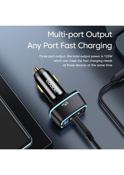 130W Toocki 130W USB C Araç Şarj Cihazı Hızlı Şarj Hızlı USB Tip C Araç Şarj Cihazı iPhone iPad Xiaomi Poco Huawei Samsung Telefon Şarj Cihazı (Yurt Dışından) fırsatları
