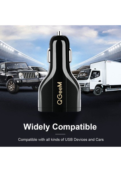 Nobel Siyah Qgeem Qc 3.0 3 USB Araç Şarj Cihazı Hızlı Şarj 3.0 3 Bağlantı Noktalı Hızlı Şarj Araç Telefonu Için Şarj Adaptörü iPhone Xiaomi Mi 9 Redmi (Yurt Dışından) indirimleri
