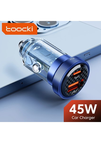 45W 1c 1A Siyah Toocki 45W USB Araç Şarj Cihazı C Tipi Hızlı Şarj Otomatik Cep Telefonu Şarj Adaptörü iphone Samsung Huawei Pd Afc Scp Qc 3.0 (Yurt Dışından) indirimleri