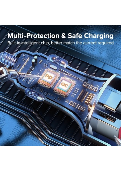 Pd Qc 80W Qoovı 80W Araç Şarj Cihazı USB Tip C Çift Bağlantı Noktalı USB Telefon Şarj Cihazı Pd Hızlı Şarj iPhone 13 Xiaomi Samsung iPad Dizüstü Bilgisayarlar Tabletler (Yurt Dışından) modelleri