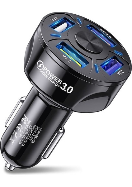 4 Port Siyah Uslıon 48W Hızlı Araç Şarjı 7A Mini 4 Port USB Hızlı Şarj iPhone 11 Xiaomi Huawei Cep Telefonu Şarj Adaptörü Arabada (Yurt Dışından)