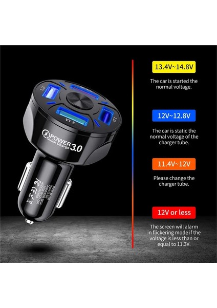 4 Port Siyah Uslıon 48W Hızlı Araç Şarjı 7A Mini 4 Port USB Hızlı Şarj iPhone 11 Xiaomi Huawei Cep Telefonu Şarj Adaptörü Arabada (Yurt Dışından) fiyatları