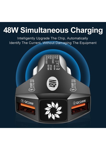 Siyah 2 USB 1 Tip C 48W USB Şarj Cihazı Araç Telefonu Araç Şarj Cihazı Qc3.0 Hızlı Şarj iPhone 11 Xiaomi Huawei Samsung Cep Telefonu USB C Araç Adaptörü (Yurt Dışından) modelleri