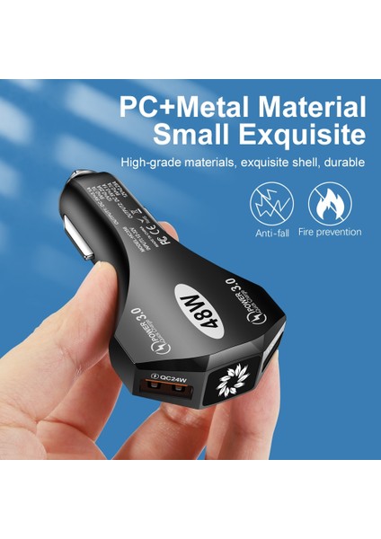 Siyah 2 USB 1 Tip C 48W USB Şarj Cihazı Araç Telefonu Araç Şarj Cihazı Qc3.0 Hızlı Şarj iPhone 11 Xiaomi Huawei Samsung Cep Telefonu USB C Araç Adaptörü (Yurt Dışından) fırsatları