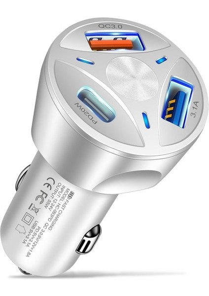 Beyaz 2usb Pd Olaf Çift USB C Araç Şarj Cihazı Hızlı Şarj Tipi C Pd Qc3.0 3.1A USB Şarj Aleti Adaptörü iPhone Xiaomi Huawei Cep Telefonu Için (Yurt Dışından)