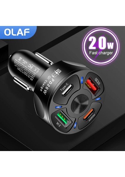 Beyaz 2usb Pd Olaf Çift USB C Araç Şarj Cihazı Hızlı Şarj Tipi C Pd Qc3.0 3.1A USB Şarj Aleti Adaptörü iPhone Xiaomi Huawei Cep Telefonu Için (Yurt Dışından) indirimleri