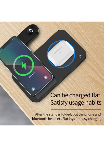 Samsung 100W 4'ü 1 Arada Kablosuz Şarj Standı Katlanabilir Hızlı Şarj Istasyonu iPhone 14 13 12 Samsung S22 S21 Galaxy Apple Watch 8 7 Için Siyah (Yurt Dışından) modelleri