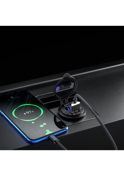 Blue-Line-Standart 12V 48W USB Çıkışı Su Geçirmez Şarj Soketi Pd Tip C ve Qc3.0 Araba Tekne Deniz Kamyon Golf Arabası Için LED Voltmetre ile USB Bağlantı Noktası (Yurt Dışından) modelleri