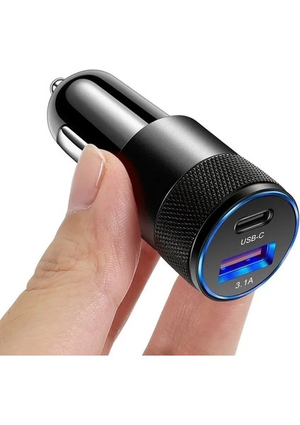 Siyah Pd 30W USB Araç Şarj Cihazı Hızlı Şarj Qc3.0 Scp 3A Pd Tip C 37.5W Hızlı Araç USB Şarj Cihazı iPhone Samsung Xiaomi Redmi Poco Cep Telefonu (Yurt Dışından)