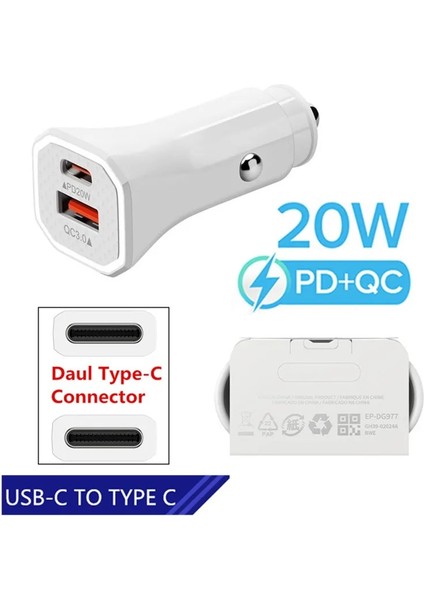 Qc 3.0 Pd Şarj Cihazı iphone 13 Telefon Adaptörü 20W Pd USB C Qc 3.0 Araç Şarj Cihazı Hızlı Şarj Tipi C Kablosu Samsung S22 Ultra Galaxy S21 S9 A73 5g (Yurt Dışından) fırsatları