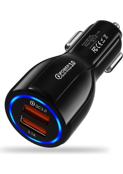 E5-2 Şarj Istasyonu Qc3.0 Hızlı Şarj Araç Telefonu Şarj Cihazı 3.1A Çift USB Bir-Iki-Iki Araç Şarj Cihazı Telefon Aksesuarları (Yurt Dışından)