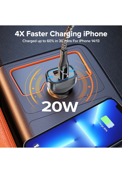 2usb A Siyah Qoovı 42.5W Araç Şarj Cihazı Pd USB Tip C iPhone Için Hızlı Şarj 14 Pro Hızlı Şarj 3.0 Araç Telefonu Şarj Cihazı Xiaomi Samsung Poco Için (Yurt Dışından) indirimleri