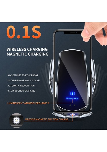 Gümüş Otomatik 15W Kablosuz Araç Şarj Cihazı iPhone 13 12 11 Pro Xr Xs x 8 Manyetik Hızlı Şarj Samsung S21 S20 S10 Xiaomi 11 (Yurt Dışından) fiyatları