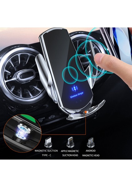 Gümüş Otomatik 15W Kablosuz Araç Şarj Cihazı iPhone 13 12 11 Pro Xr Xs x 8 Manyetik Hızlı Şarj Samsung S21 S20 S10 Xiaomi 11 (Yurt Dışından) fırsatları