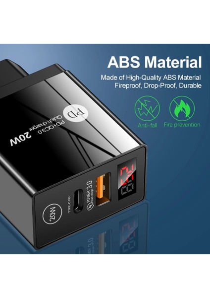 Siyah Abd Gtwın LED Ekran Qc3.0 USB C Telefon Şarj Cihazı Pd 20W Tip C iPhone 12 11 Pro Için Hızlı Şarj Adaptörü Huawei Xiaomi Samsung A51 (Yurt Dışından) fırsatları