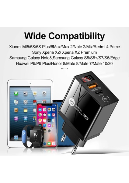 Siyah Abd Gtwın LED Ekran Qc3.0 USB C Telefon Şarj Cihazı Pd 20W Tip C iPhone 12 11 Pro Için Hızlı Şarj Adaptörü Huawei Xiaomi Samsung A51 (Yurt Dışından) indirimleri