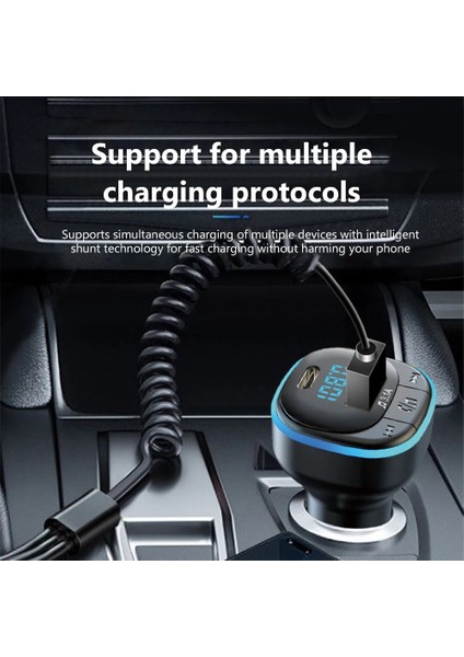 C33-BLACK Bluetooth 5.0 Araç Şarj Cihazı Hızlı Şarj USB Tip C Araç Telefonu Şarj Cihazı Fm Verici Handsfree Çakmak Mp3 Müzik Çalar (Yurt Dışından) fırsatları