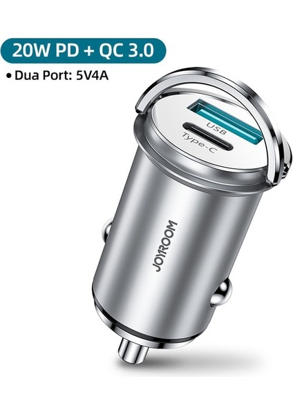 Şerit Joyroom 20W Araç Şarj Cihazı USB Hızlı Şarj Cihazı Mini ile Qc 4.0 3.0 Hızlı Şarj Tipi C Pd Şarj Cihazı iPhone 12 Için Huawei Xiaomi Için (Yurt Dışından)