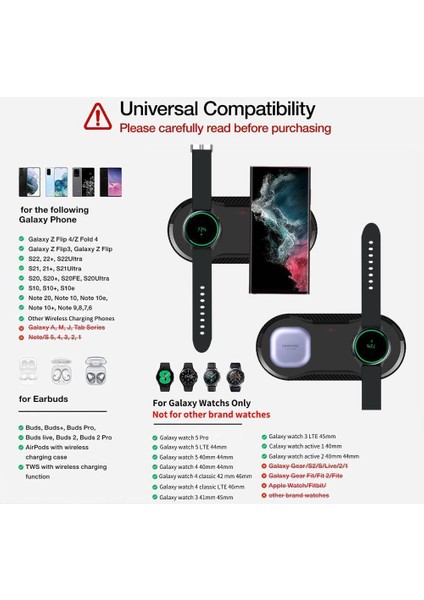 Sadece Izle Şarj Cihazı 25W 3'ü 1 Arada Kablosuz Şarj Standı Samsung Galaxy Z Flip 4 Kat 4 S22 Not 20 Ultra Galaxy Izle 5 4 3 Aktif 2 Hızlı Şarj Cihazları (Yurt Dışından) fiyatları
