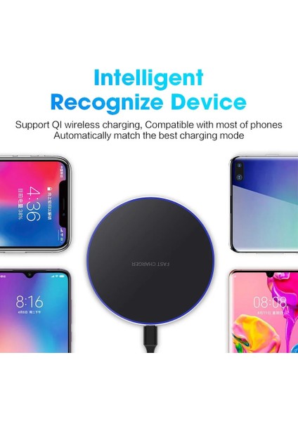 Siyah Kablo ile 60W Kablosuz Şarj Cihazı iPhone 13 12 11 Pro Xs Max Mini x Xr Indüksiyon Hızlı Kablosuz Şarj Pedi Samsung Xiaomi Huawei Için (Yurt Dışından) indirimleri