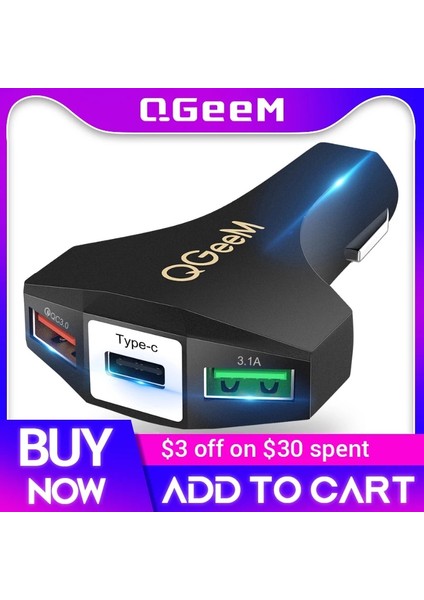 Güvenlik Çekiç Siyah Qgeem Qc 3.0 USB C Araç Şarj Cihazı Hızlı Şarj 3.0 Otomatik Hızlı Şarj Adaptörü Çekiç 3 iPhone Xiaomi Için Usb-C Taşınabilir Araç Şarj Cihazı (Yurt Dışından) fiyatları