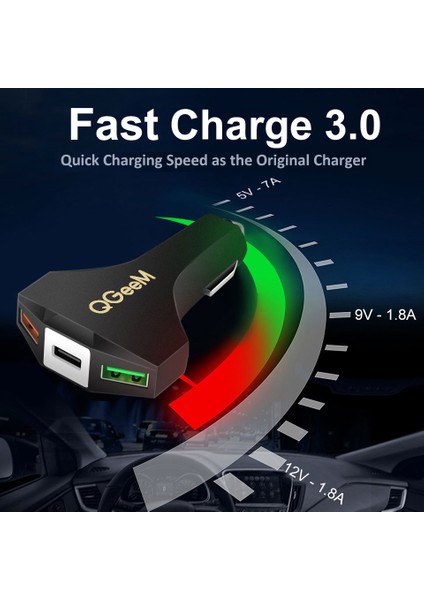 Güvenlik Çekiç Siyah Qgeem Qc 3.0 USB C Araç Şarj Cihazı Hızlı Şarj 3.0 Otomatik Hızlı Şarj Adaptörü Çekiç 3 iPhone Xiaomi Için Usb-C Taşınabilir Araç Şarj Cihazı (Yurt Dışından) fırsatları
