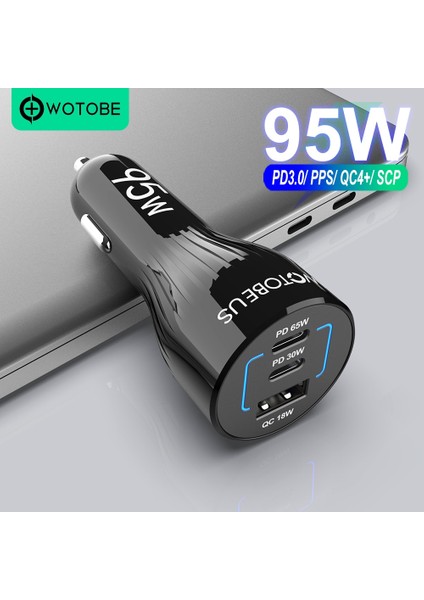 95W ve 1,8m Kablo 95W 3 Portlu USB C Araç Şarj Cihazı, Süper Hızlı Şarj 2.0 Pps Pd 65W/45W/30W/20W Qc4+ 18W Mi 12 Dizüstü Bilgisayar iPhone 14 Için Galaxy S22 (Yurt Dışından) modelleri