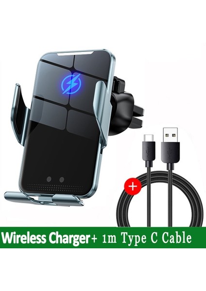 Mavi Kablo ile 100W Kablosuz Araç Şarj Cihazı Manyetik Oto Araç Telefonu Tutucu Dağı iPhone 14 13 12 x Samsung Kızılötesi Hızlı Araç Şarj Standı (Yurt Dışından)