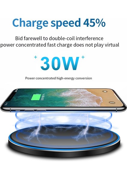 Beyaz Kablo Olmadan 30W Kablosuz Şarj Pedi iPhone 14 13 12 11 Pro Max x 8 Samsung S22 Telefon Şarj Cihazları Indüksiyon Hızlı Şarj Istasyonu Istasyonu (Yurt Dışından) fiyatları