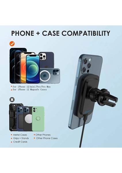 Sadece Araç Şarj Cihazı 15W Kablosuz Araç Manyetik Şarj Cihazı iPhone 14 13 12 Pro Max Mini Hızlı Şarj Hava Firar Dağı Mıknatıslı Telefon Tutucu Şarj Cihazları (Yurt Dışından) fırsatları