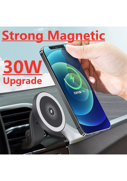 Siyah (Md2) Hıçbır Kablo 30 W Manyetik Araç Kablosuz Şarj Cihazı Macsafe iPhone 12 13 Pro Max Mini Hızlı Şarj Istasyonu Hava Firar Araç Telefonu Tutucu Standı (Yurt Dışından) fırsatları