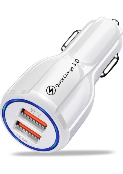 Çift USB 3.1A Beyaz 54W USB Araç Şarj Cihazı Hızlı Şarj 3.0 Tip C Pd Hızlı Şarj Cihazı iPhone 13 Samsung S22 Tablet Qc 3.0 Çift Araç USB Şarj Adaptörü (Yurt Dışından)
