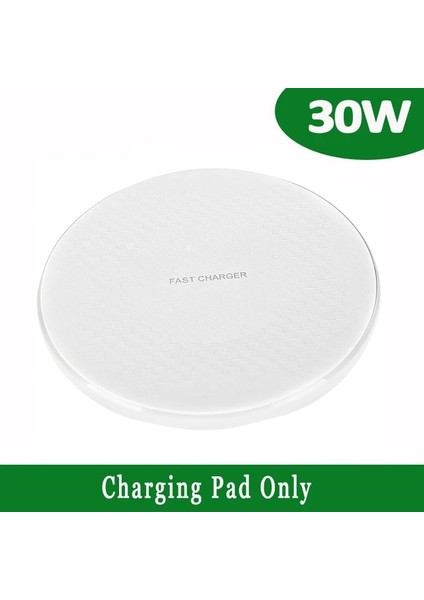Beyaz 30W Kablosuz Şarj Cihazı iPhone 13 12 11 Xs Max x Xr 8 Artı Hızlı Kablosuz Şarj Pedi Samsung S22 S21 S10 Not 9 Xiaomi (Yurt Dışından)