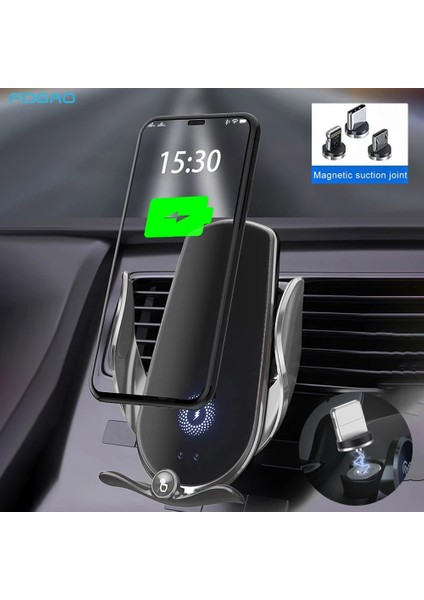 Siyah Manyetik 15 W Araç Kablosuz Şarj Cihazı iPhone 14 13 12 11 Pro Max Kızılötesi Otomatik Indüksiyon Kablosuz Şarj Cihazları Telefon Tutucu (Yurt Dışından) fırsatları