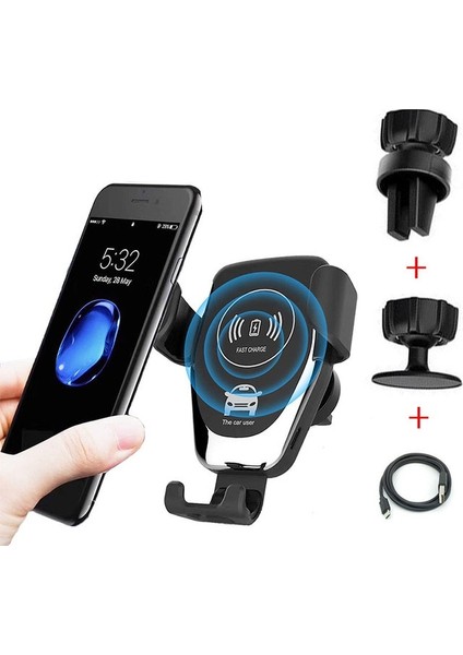 Siyah Yenı 30 W Kablosuz Araç Şarj Cihazı Hava Firar Araç Telefonu Tutucu Dağı IPhone 13 12 11 Pro Max Xiaomi Samsung Için Hızlı Şarj Standı (Yurt Dışından)